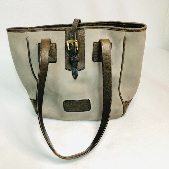 Dooney and Bourke Suede Gray Leather Strap Vintage Shoulder Bag - Picture 2 of 16